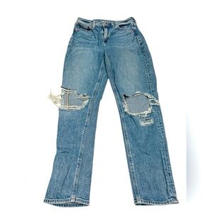 American Eagle Mom Jeans Sz 0 Strigid Distressed High Rise Vintage Y2K Vibes